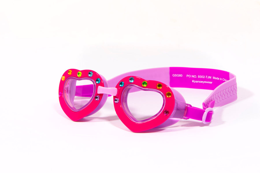 " Heart & Rhinestones " swim goggles