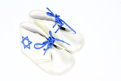 Leather White Lace Up With Star Of David