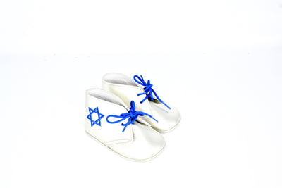 Leather White Lace Up With Star Of David