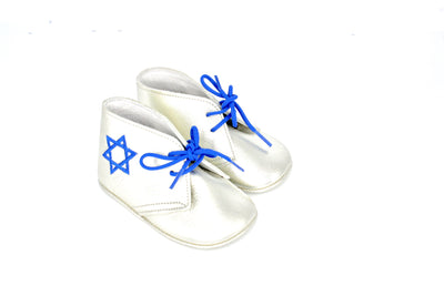 Leather White Lace Up With Star Of David