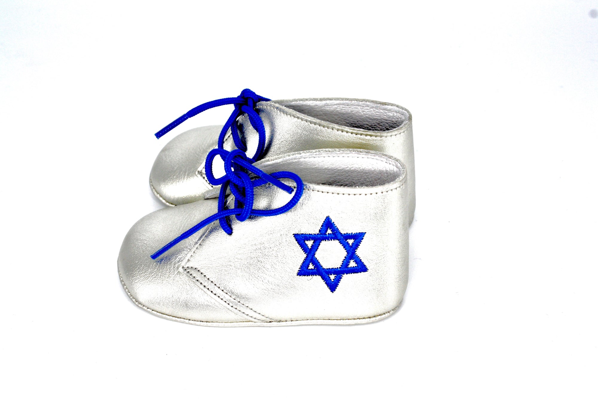 Silver Leather Lace Up With Star of David