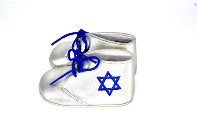 Silver Leather Lace Up With Star of David