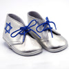 Silver Leather Lace Up With Star of David