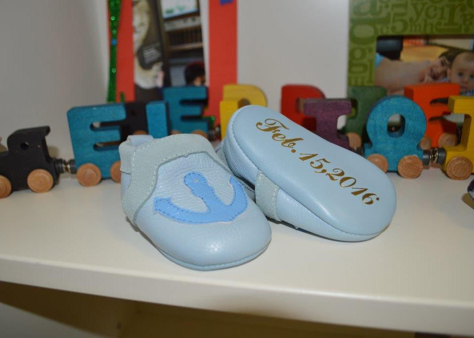 Personalized Leather Anchor Moccasins