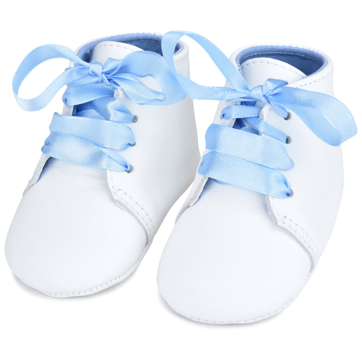 Leather Blue Ribbon Lace Ups Personalized baby boy gifts