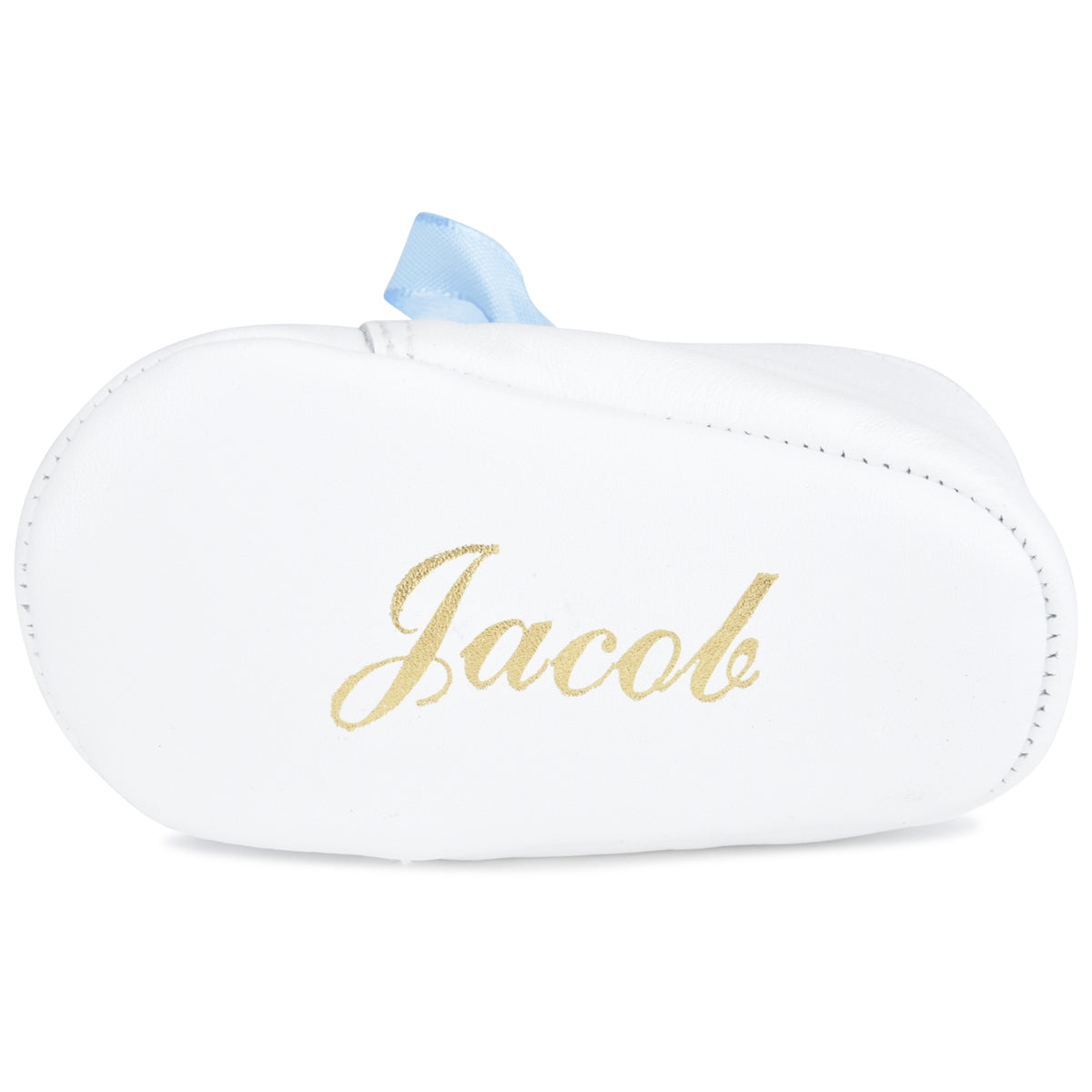 Personalized Leather Lace Up with Blue Ribbon Laces