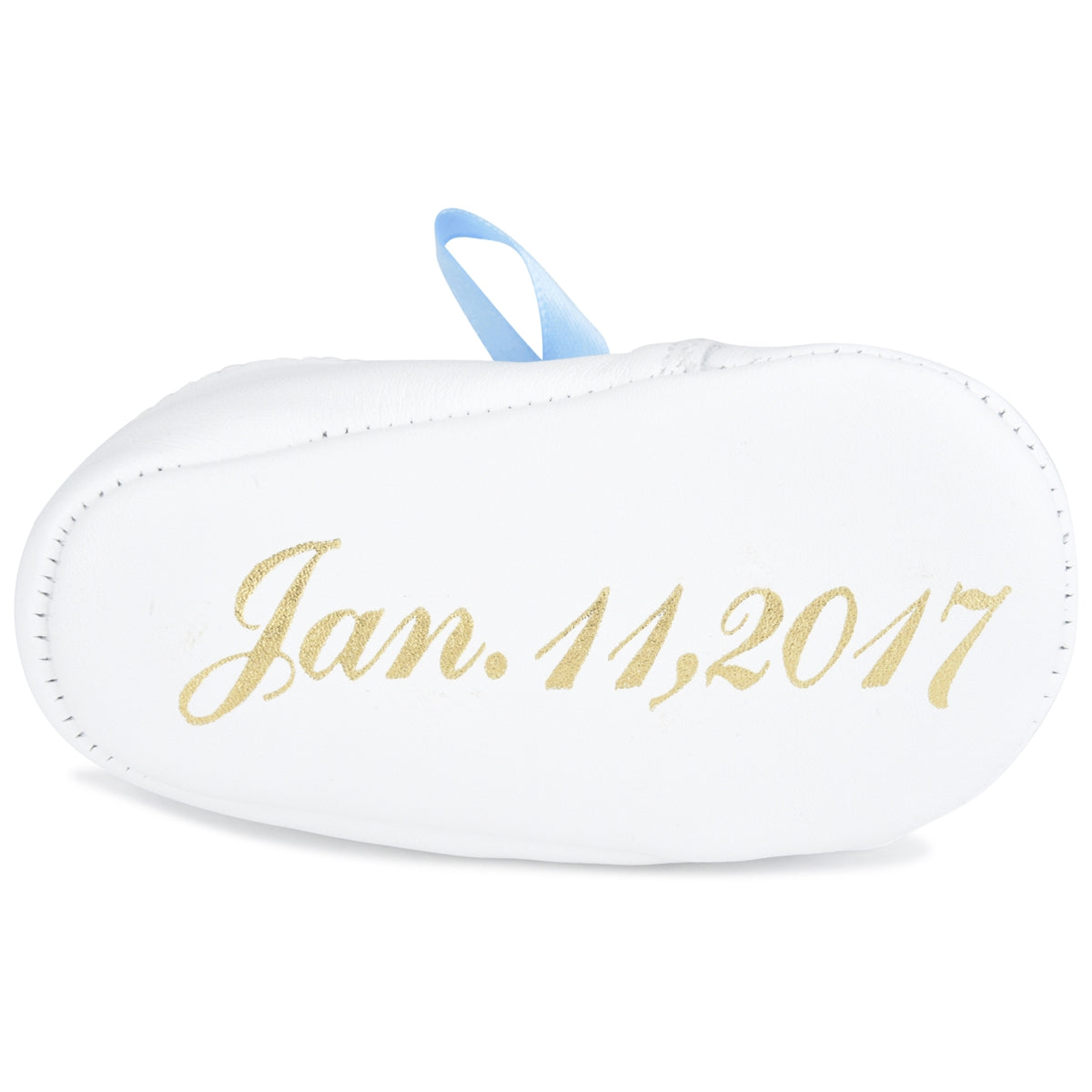 Personalized Leather Lace Up with Blue Ribbon Laces