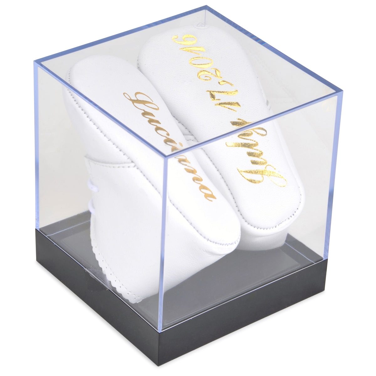 Personalized Leather Lace Up with Blue Ribbon Laces