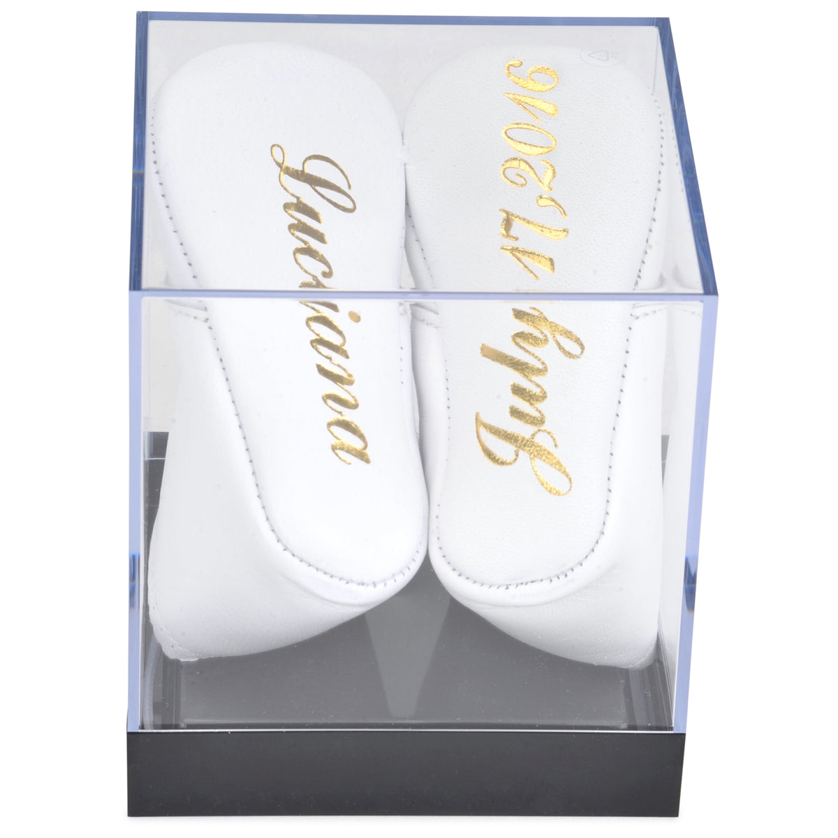 Personalized Leather Lace Up with Blue Ribbon Laces