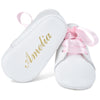 Personalized Leather Lace Up with Pink Ribbon Laces