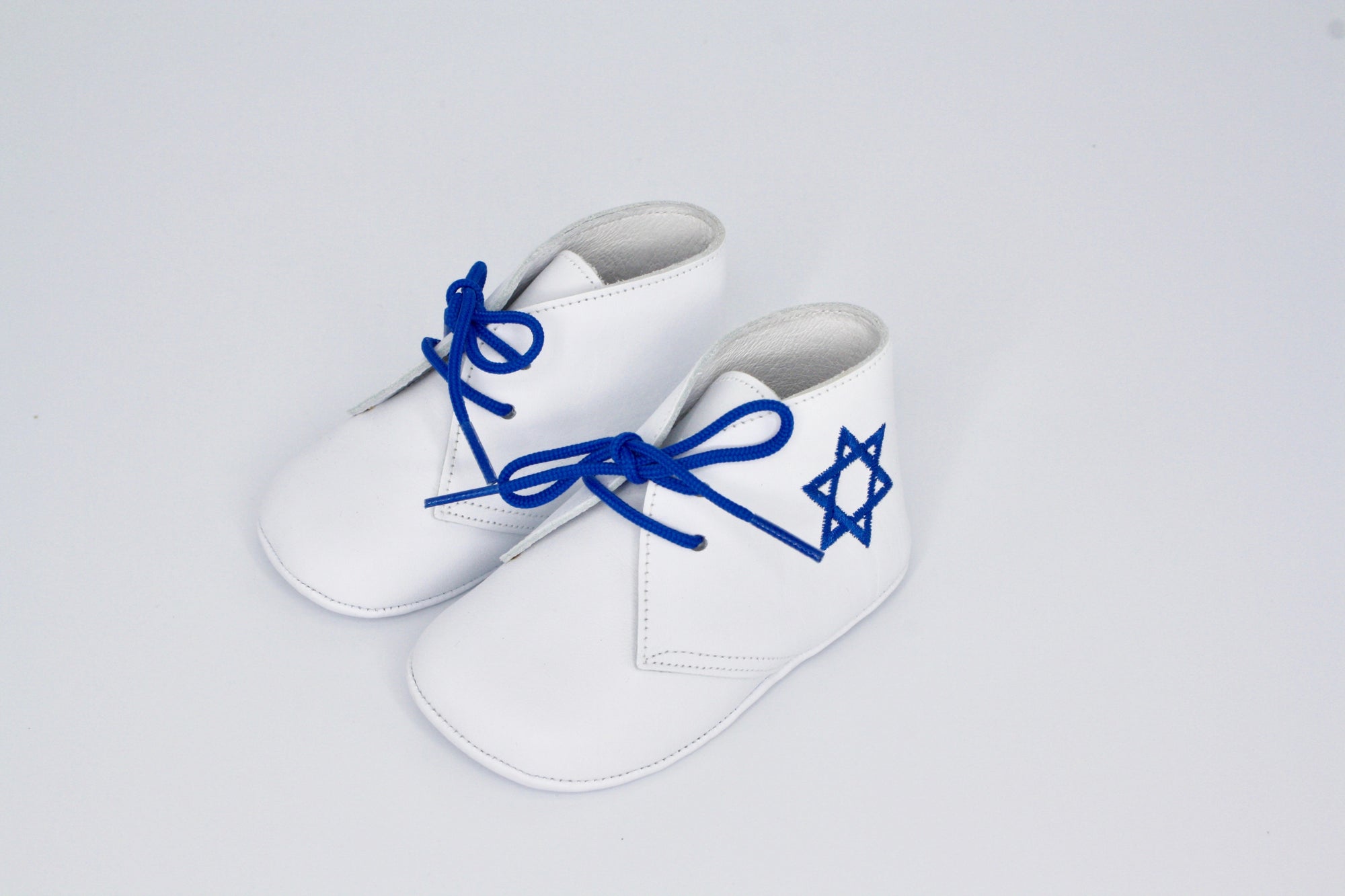 マタニティ star Leather White Lace Up With Star Of David - Babyshoe.com
